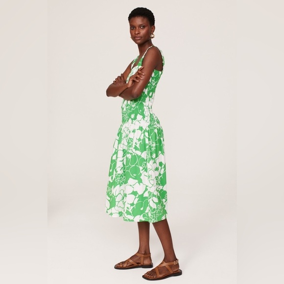 NWOT RAILS Seville Green Lotus Smocked Drop Waist Midi Dress 💚 Large - Picture 10 of 16